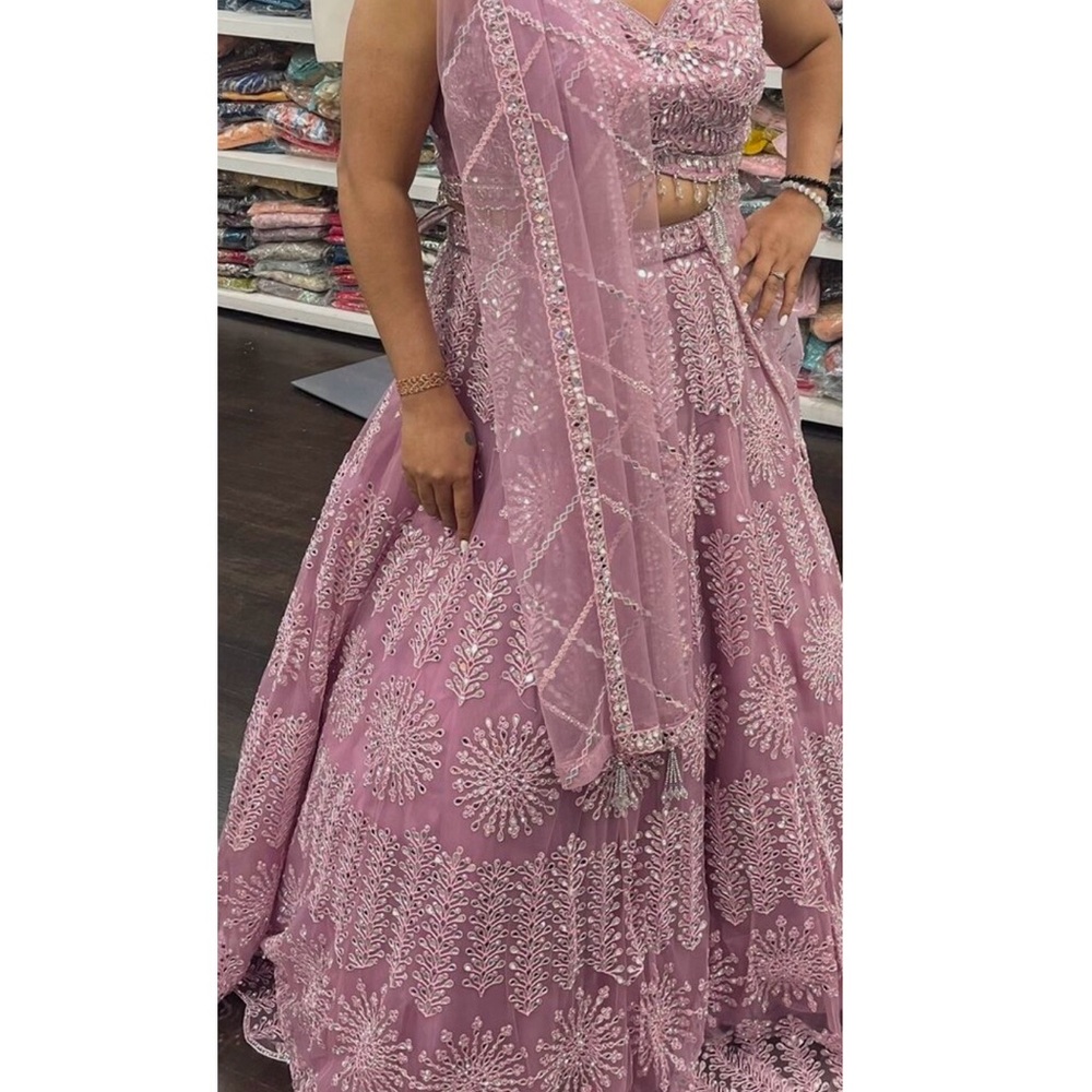 Lavender Mirror Work Lehenga